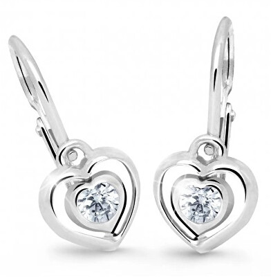 Cutie Diamonds - Dětské náušnice z bílého zlata Srdce s brilianty DC2752-10-10-X-2