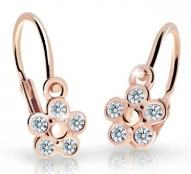 Cutie Diamonds - Dětské náušnice z růžového zlata Květiny s brilianty DC2744-10-10-X-4