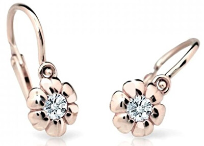 Cutie Diamonds - Dětské náušnice z růžového zlata Kytičky s brilianty DC2151-10-00-X-4
