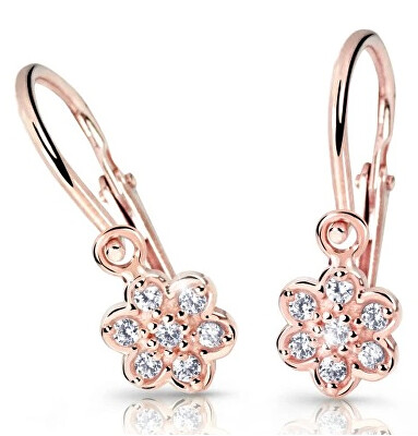 Cutie Diamonds - Dětské náušnice z růžového zlata Kytičky s brilianty DC2746-10-00-X-4