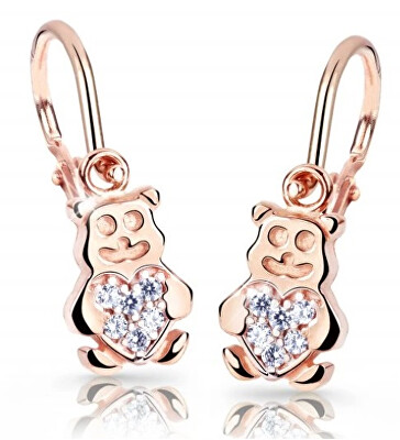 Cutie Diamonds - Dětské náušnice z růžového zlata Medvídci s brilianty DC2751-10-10-X-4