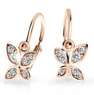 Cutie Diamonds - Dětské náušnice z růžového zlata Motýl s brilianty DC2259-10-00-X-4