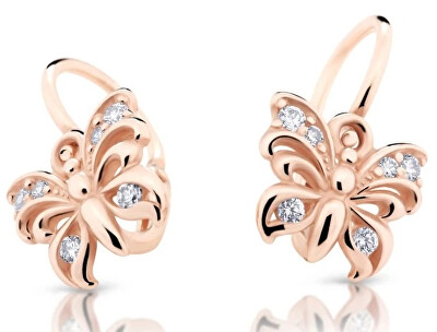 Cutie Diamonds - Dětské náušnice z růžového zlata Motýlci s brilianty DC2226-10-00-X-4