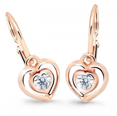 Cutie Diamonds - Dětské náušnice z růžového zlata Srdce s brilianty DC2752-10-10-X-4