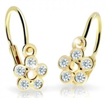 Cutie Diamonds - Dětské náušnice ze žlutého zlata Květiny s brilianty DC2744-10-10-X-1