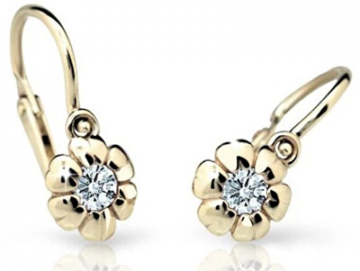 Cutie Diamonds - Dětské náušnice ze žlutého zlata Kytičky s brilianty DC2151-10-00-X-1