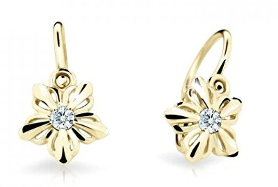 Cutie Diamonds - Dětské náušnice ze žlutého zlata Kytičky s diamanty C2238-10-10-X-1-D