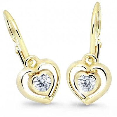 Cutie Diamonds - Dětské náušnice ze žlutého zlata Srdce s brilianty DC2752-10-10-X-1