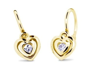 Cutie Diamonds - Dětské náušnice ze žlutého zlata Srdíčka s brilianty DC2177-10-00-X-1