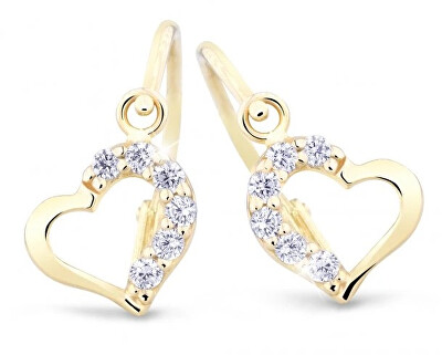 Cutie Diamonds - Dětské srdíčkové náušnice ze žlutého zlata s brilianty DC2757-10-00-X-1