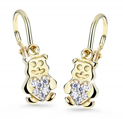 Cutie Diamonds - Dětské zlaté náušnice Medvídci s brilianty DC2751-10-10-X-1