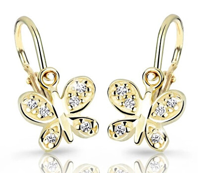 Cutie Diamonds - Dětské zlaté náušnice Motýlci s brilianty DC2748-10-10-X-1
