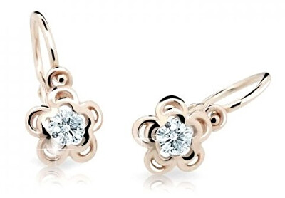 Cutie Diamonds - Hravé dětské náušnice z růžového zlata Kytičky s brilianty DC2204-10-00-X-4