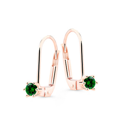 Cutie Diamonds - Krásné visací náušnice z růžového zlata se smaragdy DZ8012-55-SM-X-4
