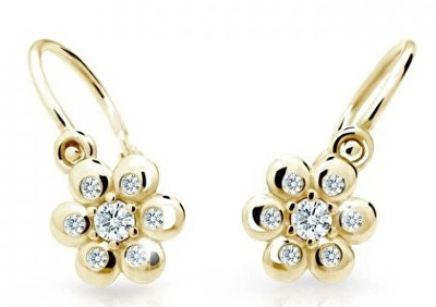 Cutie Diamonds - Květinové dětské náušnice ze žlutého zlata s brilianty DC2247-10-00-X-1