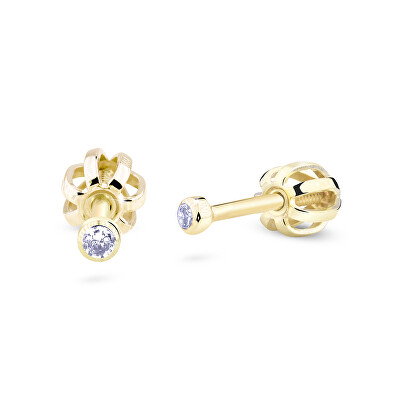 Cutie Diamonds - Minimalistické peckové náušnice ze žlutého zlata s brilianty DZ3032-30-00-X-1