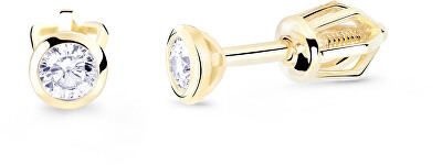 Cutie Diamonds - Minimalistické peckové náušnice ze žlutého zlata s brilianty DZ8007-30-00-X-1