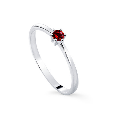 Cutie Diamonds - Minimalistický prsten z bílého zlata s rubínem DZ8011-RU-X-2