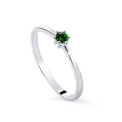 Cutie Diamonds - Minimalistický prsten z bílého zlata se smaragdem DZ8011-SM-X-2