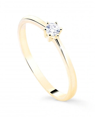 Cutie Diamonds - Minimalistický prsten ze žlutého zlata s diamantem DZ8011-10-X-1