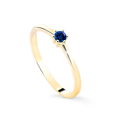 Cutie Diamonds - Minimalistický prsten ze žlutého zlata se safírem DZ8011-SF-X-1