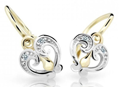 Cutie Diamonds - Něžné dětské bicolor náušnice ze zlata s brilianty DC2211-10-00-X-1