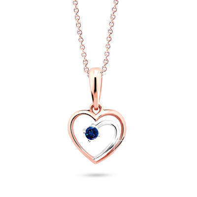 Cutie Diamonds - Něžný bicolor přívěsek z růžového zlata se safírem DZ6300-1602-40-SF-X-R4