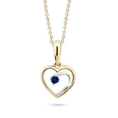 Cutie Diamonds - Něžný bicolor přívěsek ze žlutého zlata se safírem DZ6300-1602-40-SF-X-R1