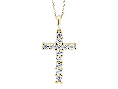 Cutie Diamonds - Přívěsek ze žlutého zlata s diamanty Křížek DZ60100-40-00-X-1
