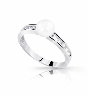 Cutie Diamonds - Prsten z bílého zlata s diamanty a pravou perlou DZ8035-10-C4-X-2