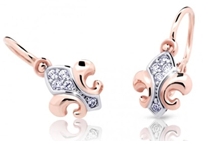 Cutie Diamonds - Slušivé dětské bicolor náušnice ze zlata s diamanty C2219-10-10-X-4-D