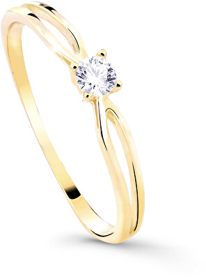Cutie Diamonds - Třpytivý zásnubní prsten ze žlutého zlata s briliantem DZ8027-00-X-1