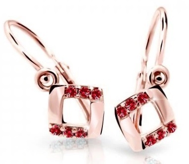 Cutie Jewellery - Čtvercové dětské náušnice z růžového zlata C2268-10-X-4