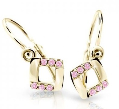 Cutie Jewellery - Čtvercové dětské náušnice ze žlutého zlata C2268-10-X-1