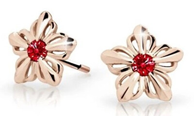 Cutie Jewellery - Dětské kytičkové náušnice z růžového zlata C2238-30-X-4