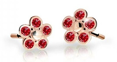 Cutie Jewellery - Dětské kytičkové náušnice z růžového zlata C2744-30-X-4