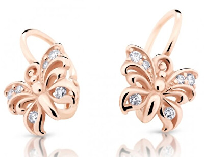 Cutie Jewellery - Dětské náušnice z růžového zlata Motýlek C2226-10-10-X-4