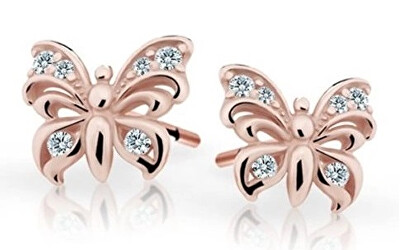 Cutie Jewellery - Dětské náušnice z růžového zlata Motýlek C2226-30-10-X-4