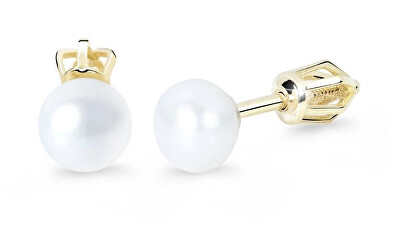 Cutie Jewellery - Elegantní náušnice ze žlutého zlata s perlou Z8002-30-C4-X-1