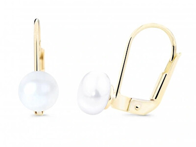 Cutie Jewellery - Elegantní visací náušnice ze žlutého zlata s perlou Z8002-55-C4-X-1