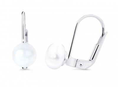 Cutie Jewellery - Elegantní visací náušnice z bílého zlata s perlou Z8002-55-C4-X-2