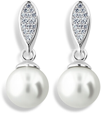 Cutie Jewellery - Luxusní náušnice z bílého zlata s pravými perlami a zirkony Z6412-3124-30-10-X-2