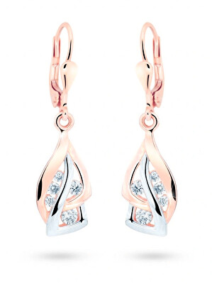 Cutie Jewellery - Luxusní náušnice z růžového zlata s třpytivými zirkony Z8045-55-10-X-4