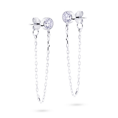 Cutie Jewellery - Moderní náušnice z bílého zlata s řetízky Z5025-20-10-X-2