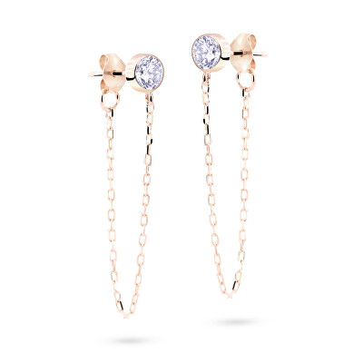 Cutie Jewellery - Moderní náušnice z růžového zlata s řetízky Z5025-20-10-X-4