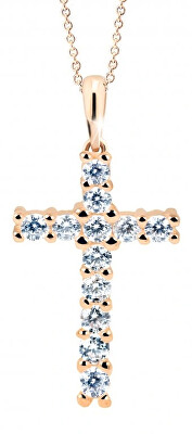 Cutie Jewellery - Moderní přívěsek z růžového zlata Křížek Z60100-40-10-X-4