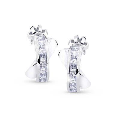 Cutie Jewellery - Nadčasové půlkruhové náušnice z bílého zlata Z5023-30-10-X-2