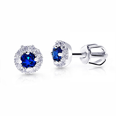 Cutie Jewellery - Něžné náušnice z bílého zlata s modrými zirkony Z9002-3100-30-60-X-2