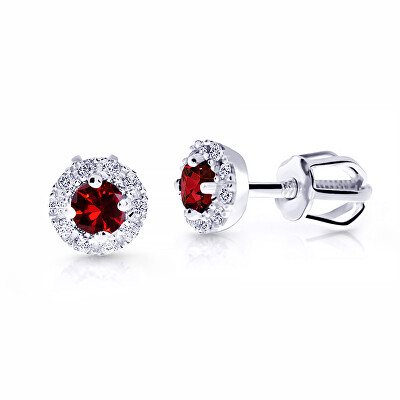Cutie Jewellery - Něžné náušnice z bílého zlata s červenými zirkony Z9002-3100-30-40-X-2