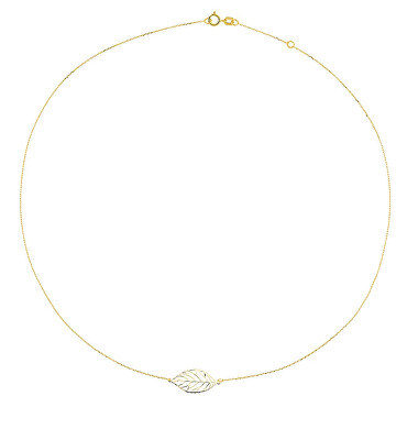 Cutie Jewellery - Něžný náhrdelník ze žlutého zlata Lístek Z0130-40-X-1